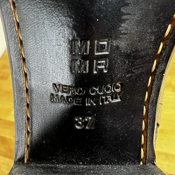 Moma Design Leather‎ Black Ankle Boots Block Heel Made in Italy Size 37 - Picture 12 of 13